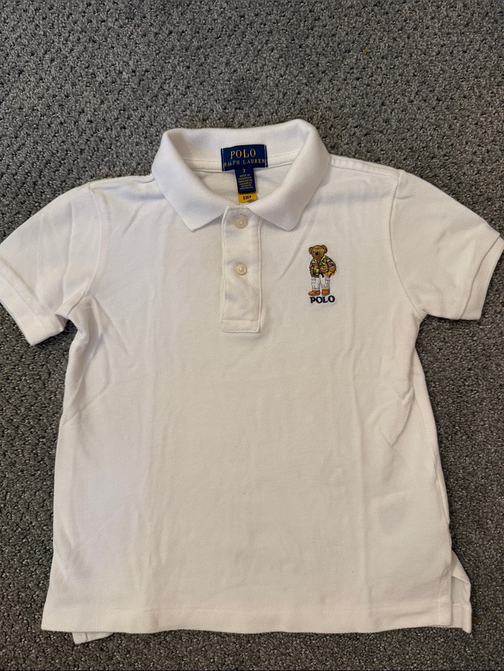 Polo by Ralph Lauren White Kids Polo with Embroidered Bear